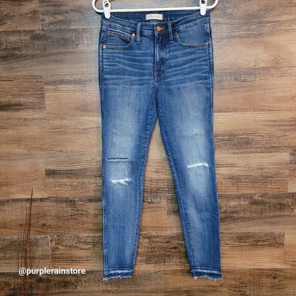 Madewell Jeans 28 Skinny 10" High Rise York Wash K1868 Tummy Control Raw Hem - Picture 1 of 12